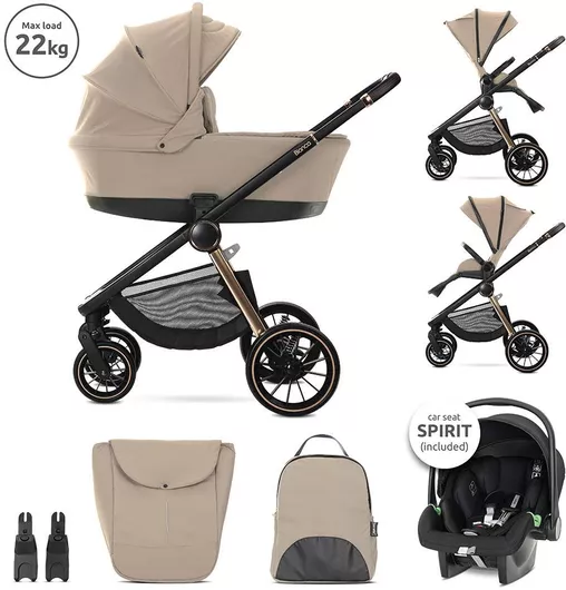 Lorelli Bianca Ρυθμιζόμενο Καρότσι Μωρού 3 σε 1 Kατάλληλο για Nεογέννητο Μπεζ