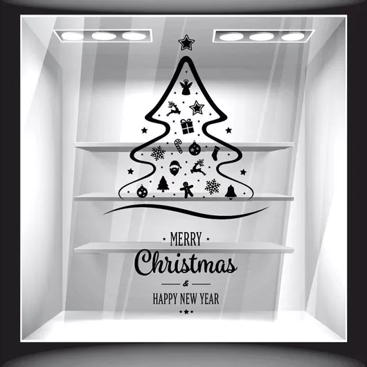 Χριστουγεννιάτικο Αυτοκόλλητο Έλατο Στολίδια 120cm X 210cm