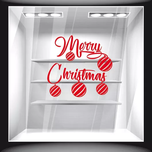 Χριστουγεννιάτικο Αυτοκόλλητο Merry Christmas Balls 80cm X 76cm
