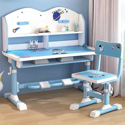 Παιδικό Γραφείο με Βιβλιοθήκη από Μελαμίνη Μπλε 75x50x67cm
