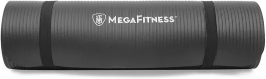 MegaFitness Στρώμα Γυμναστικής Yoga/Pilates Μαύρο με Ιμάντα Μεταφοράς 183x61x1cm