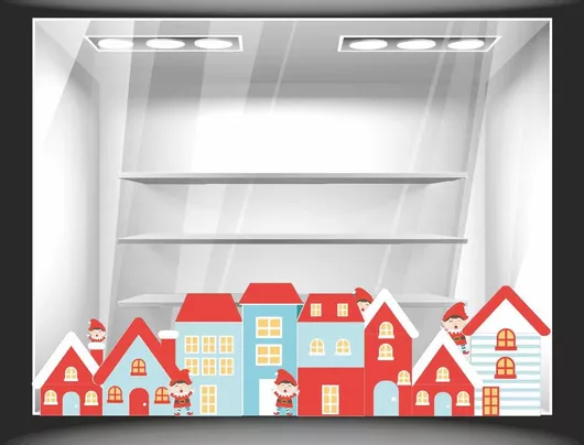 Χριστουγεννιάτικο Αυτοκόλλητο Σπιτάκια 80cm X 20cm