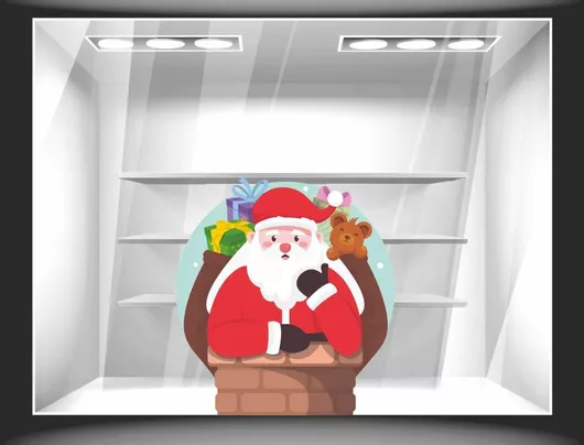 Χριστουγεννιάτικο Αυτοκόλλητο Άγιος Βασίλης Καμινάδα 70cm X 75cm