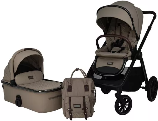 Bebe Stars Mythos Ρυθμιζόμενο Καρότσι Μωρού 2 σε 1 Kατάλληλο για Nεογέννητο Beige