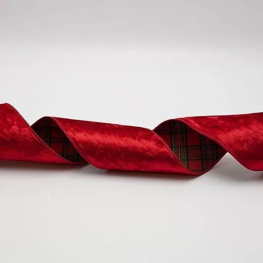 Κορδελα Πολυτελειας Διπλης Οψης Κοκκινο Βελουδο Καρο 914x10cm Eurolamp 600-47861