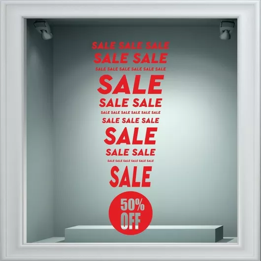 Αυτοκόλλητο Εκπτώσεων - Sales 50 - Κόκκινο