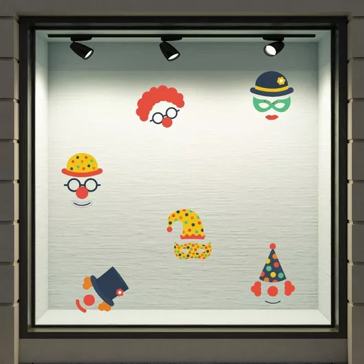 Αποκριάτικο Αυτοκόλλητο Αποκριάτικα Σετ 6 Αυτοκόλλητα 50cm X 40cm