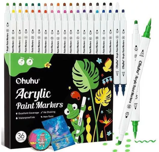 Ohuhu Acrylic Paint Markers Cotton-core Σετ 36 Ακρυλικών Μαρκαδόρων Brush & Dot