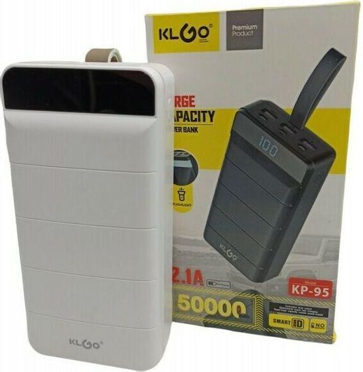 KLGO KP-95 Power Bank 50000mAh με 3 Θύρες USB-A Λευκό