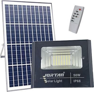Προβολέας Στεγανός Ηλιακός IP66 50W με Τηλεχειριστήριο & Ψυχρό Λευκό Φως 