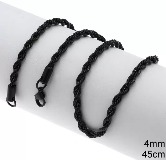 Ananna Creations Cord Λαιμού από Ανοξείδωτο Ατσάλι 4mmx45cm Μαύρο