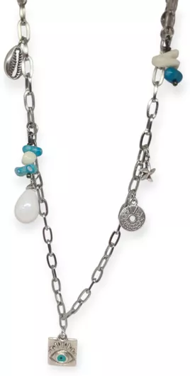 Ananna Creations Blue Eye Αλυσίδα από Ανοξείδωτο Ατσάλι Ασημί