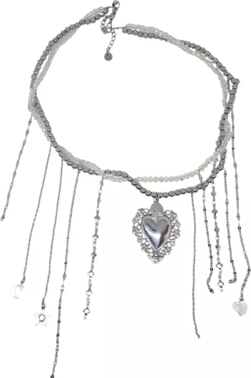 Ananna Creations Heart On Fire Choker από Ανοξείδωτο Ατσάλι Ασημί