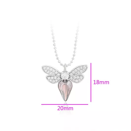 Chrysothemiss Blush Wings Επιπλατινωμένο με Ζιργκόν & Αλυσίδα