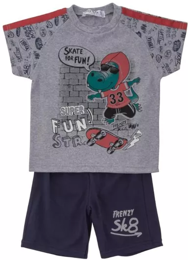 Frenzy Παιδικό Σετ με Σορτς Καλοκαιρινό 2τμχ Γκρι