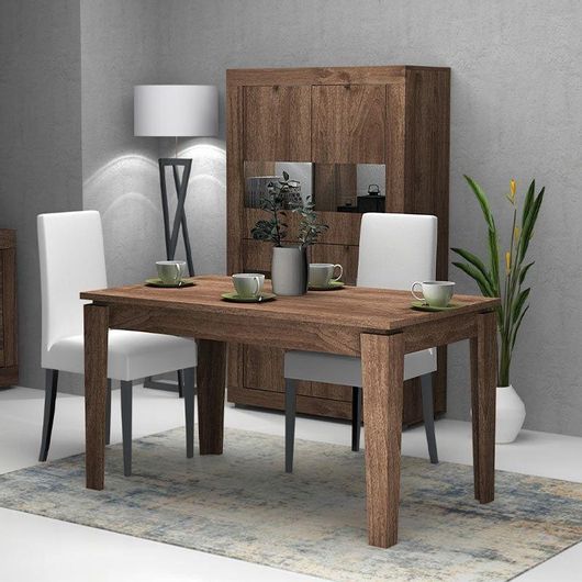 Τραπέζι Τραπεζαρίας Helmut Επεκτεινόμενο Ξύλινο Καρυδί 160(+40)x90x76cm