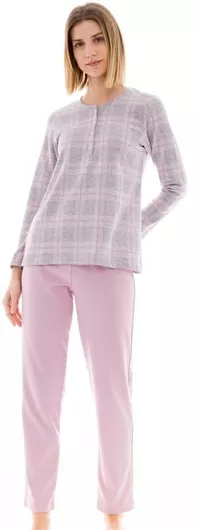 Pink Label Χειμερινό Γυναικείο Σετ Πιτζάμας Βαμβακερό Γκρι