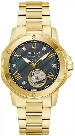 Bulova Marine Star Ladies Γυναικείο Ρολόι Αυτόματο με Χρυσό Μεταλλικό Μπρασελέ