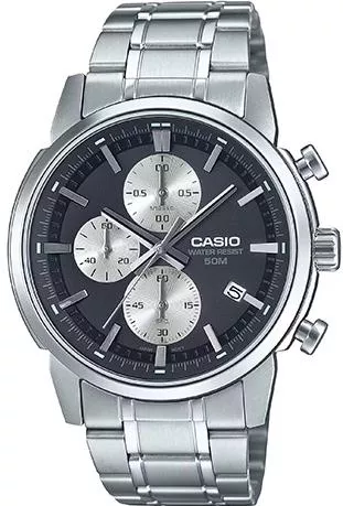 Casio Ανδρικό Ανδρικό Ρολόι Χρονογράφος Μπαταρίας με Ασημί Μεταλλικό Μπρασελέ