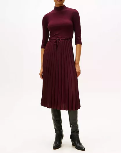 Tommy Hilfiger WW0WW46138-XIH με Μανίκι 3/4 Midi από Βισκόζη Κόκκινο