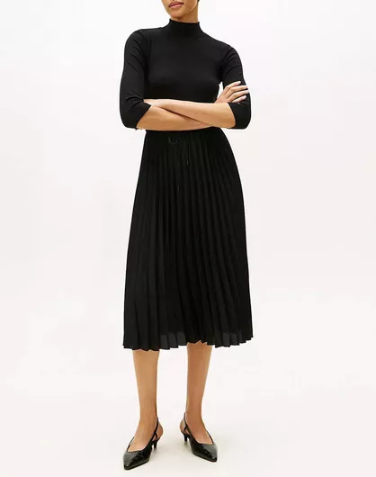 Tommy Hilfiger WW0WW46138-BDS με Μανίκι 3/4 Midi από Βισκόζη Μαύρο