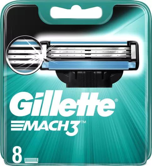 Ανταλλακτικές Κεφαλές Gillette Mach 3 με 3 Λεπίδες & Λιπαντική Ταινία 8τμχ