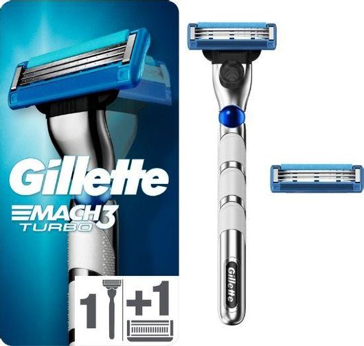 Ανταλλακτική Λαβή Gillette Mach3 Turbo Ξυριστικής Μηχανής & Ανταλλακτικές Κεφαλές 3τμχ