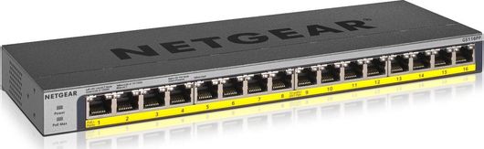 Switch NetGear GS116PP Unmanaged L2 PoE+ με 16 Θύρες Gigabit 1Gbps Ethernet