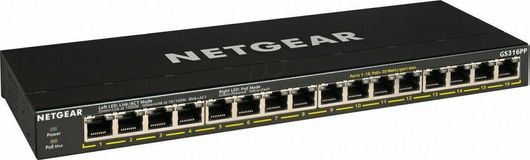 Switch NetGear GS316PP-100EUS Unmanaged L2 PoE με 16 Θύρες Gigabit 1Gbps Ethernet