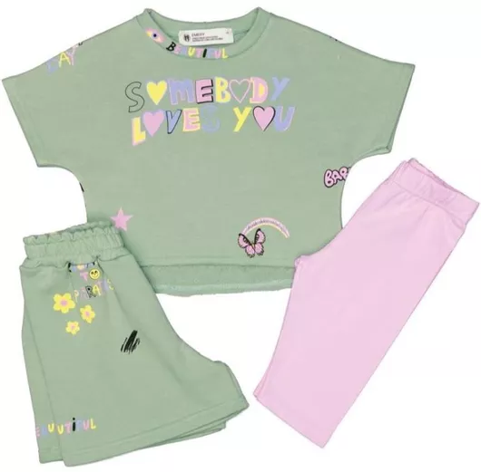 Emery Kids 21-2310 με Κολάν Κάπρι & Σορτς 3τμχ Πράσινο