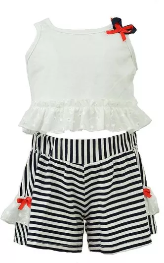 All Stars Kids Fashion 14135 με Σορτς 2τμχ Λευκό / Μπλε Ριγέ 