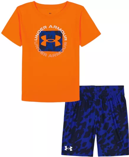 Under Armour Tech Printed SS με Σορτς 2τμχ Πορτοκαλί / Μπλε