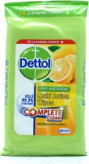 Μαντηλάκια Καθαρισμού Dettol Γενικής Χρήσης με Απολυμαντική Δράση Λάιμ & Μέντα 20τμχ