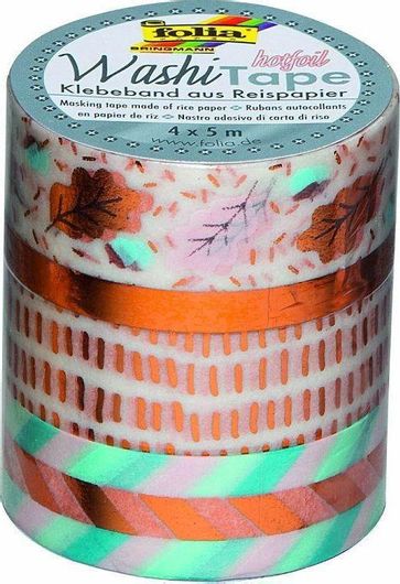 Ταινίες Washi Folia Χρυσοτυπία Χάλκινη ΙΙΙ Λεία Σετ 4τμχ Ροζ / Φουξ 