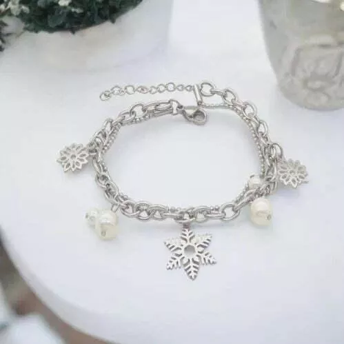 Bizou-Shop Γυναικείο Βραχιόλι Αλυσίδα για ΖευγάριαΑνοξείδωτο Ατσάλι με Πέρλες