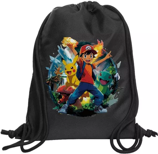 Koupakoupa Ash Ketchum & Pikachu Παιδική Τσάντα Πλάτης Μαύρο 48x40cm