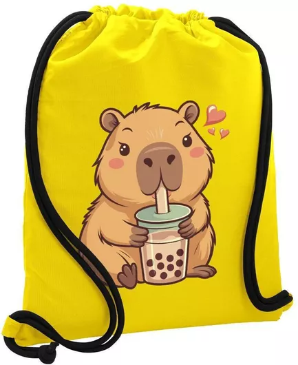 Koupakoupa Capybara Bubble Tea Παιδική Τσάντα Πλάτης Κίτρινο 48x40cm