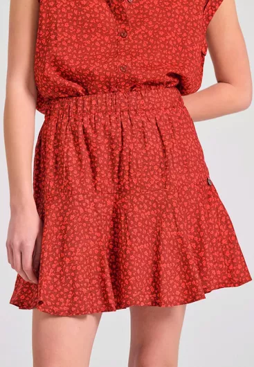 Ψηλόμεση Mini Φούστα Floral Καφέ