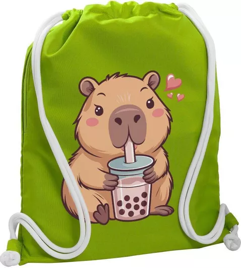 Koupakoupa Capybara Bubble Tea Παιδική Τσάντα Πλάτης Πράσινο 48x40cm