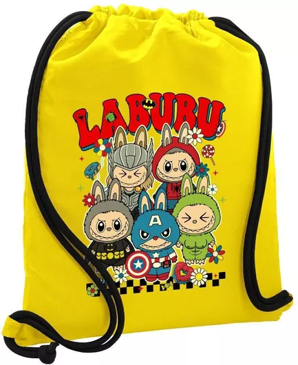 Koupakoupa Labubu Superheroes Παιδική Τσάντα Πλάτης Κίτρινο 48x40cm