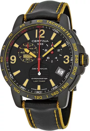 Certina Ds Podium Ανδρικό Ανδρικό Ρολόι 42mm Χρονογράφος Μπαταρίας με Μαύρο Μεταλλικό Μπρασελέ