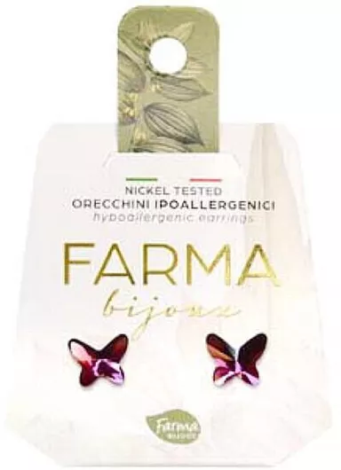Farma Bijoux Υποαλλεγικά Σκουλαρίκια Φούξια Πεταλούδα 8mm