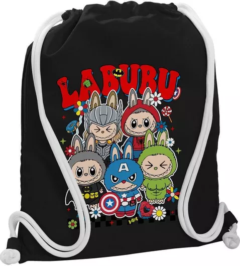 Koupakoupa Labubu Superheroes Παιδική Τσάντα Πλάτης Μαύρο 48x40cm