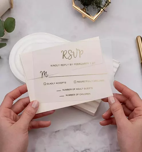 Διάφανο Καρτελάκι Γάμου Λευκό Φάκελο – Επιβεβαίωση Παρουσίας Ή Μενού Κωδ Er53 50 Τεμ