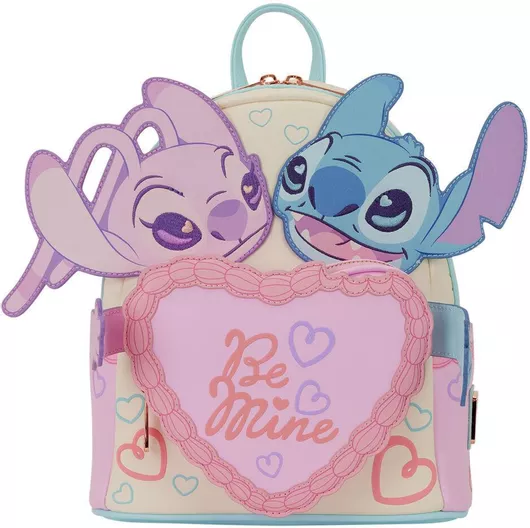 Loungefly Παιδική Τσάντα Πλάτης Ροζ Disney Stitch & Angel Be Mine