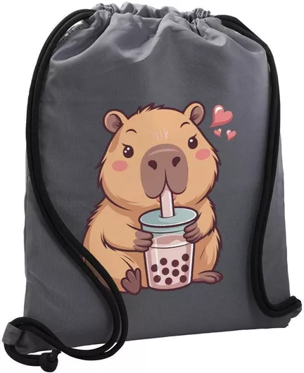Koupakoupa Capybara Bubble Tea Παιδική Τσάντα Πλάτης Γκρι 48x40cm