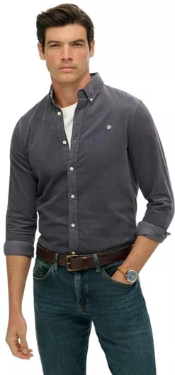 Classic Μακρυμάνικo Κοτλέ Πουκάμισο Jua Blue