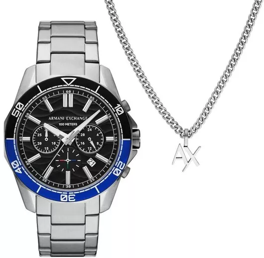 Armani Exchange Gift Γυναικείο Γυναικείο Ρολόι Χρονογράφος Μπαταρίας με Ασημί Μεταλλικό Μπρασελέ