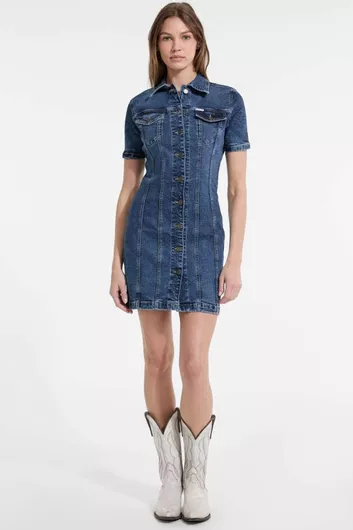 Mini Σεμιζιέ Φόρεμα Τζιν Denim