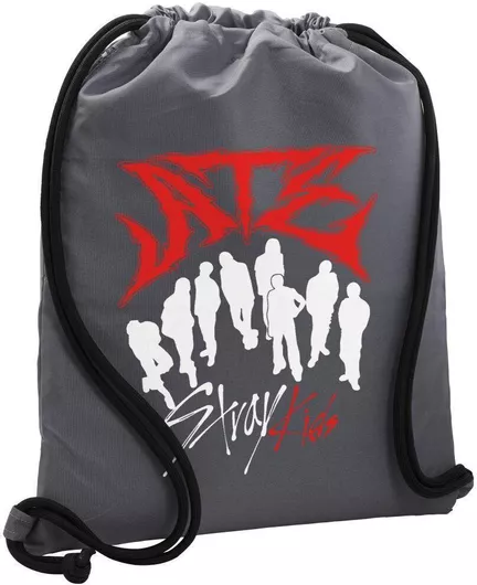 Stray Kids Boy Band Τσάντα Πλάτης Πουγκί Gymbag Γκρι Τσέπη 40x48cm & Χονδρά Κορδόνια